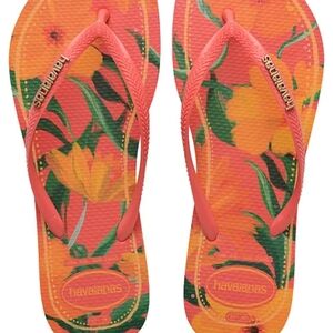 Havaianas Floral Flip Flops - Pink and Orange